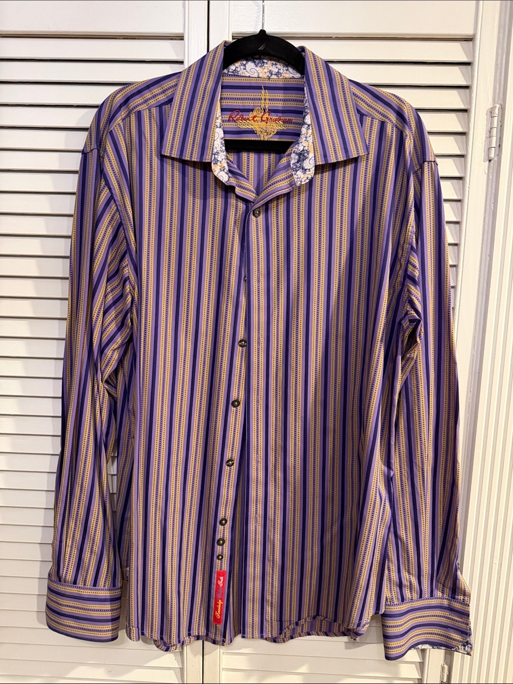 Robert Graham Purple & Gold Striped Button-Down Shirt